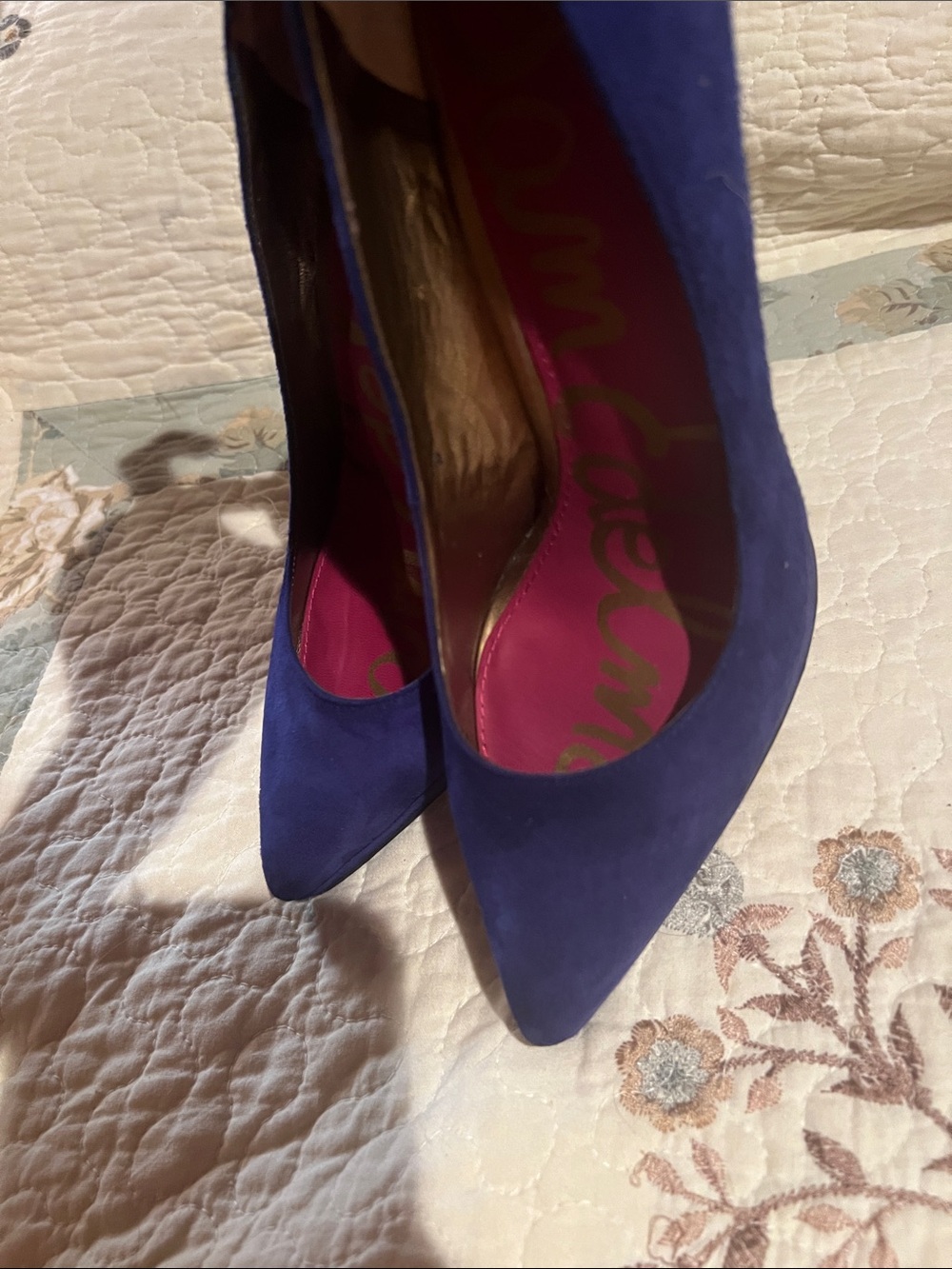 Sam Edelman Royal Blue Suede Pointed Toe Heels - Picture 7 of 8
